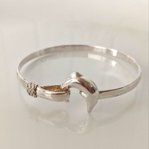 SILVER 925 Dolphin Clasp Bangle Bracelet